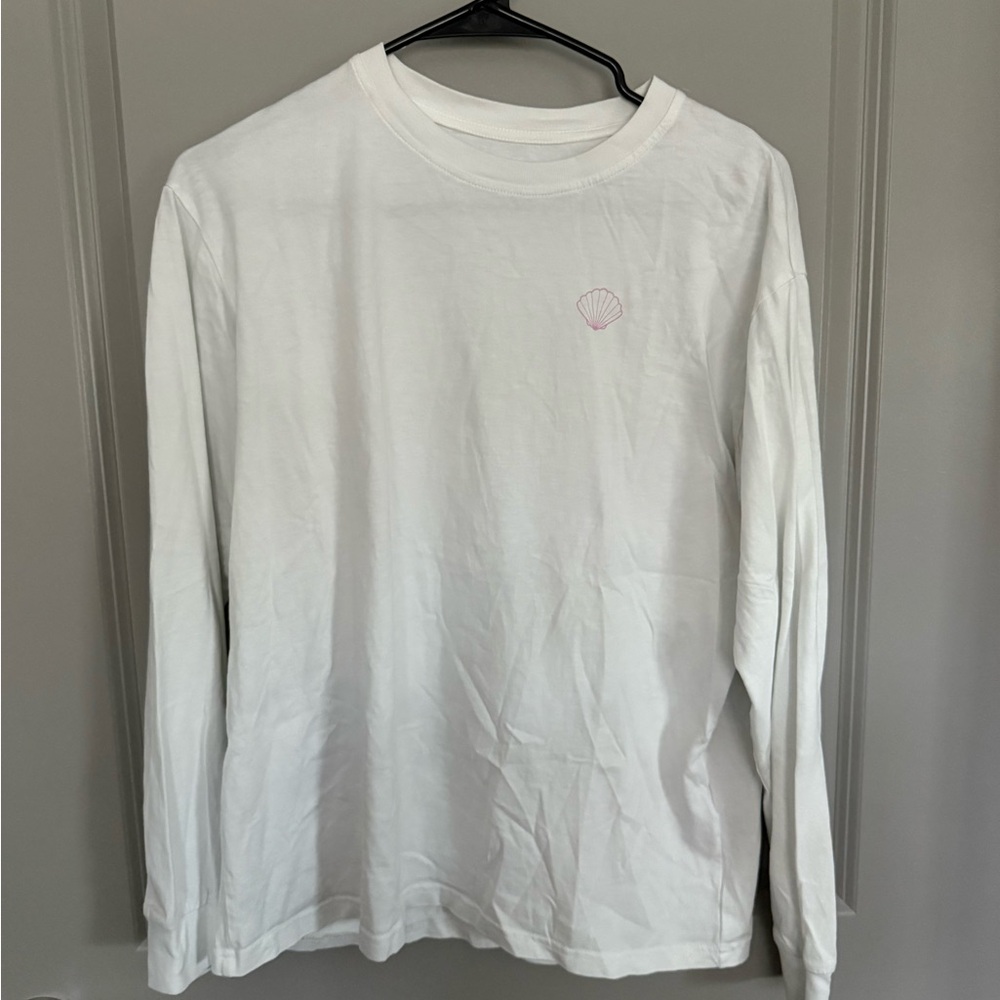 Twik White Long Sleeve Tee with Pink Shell
